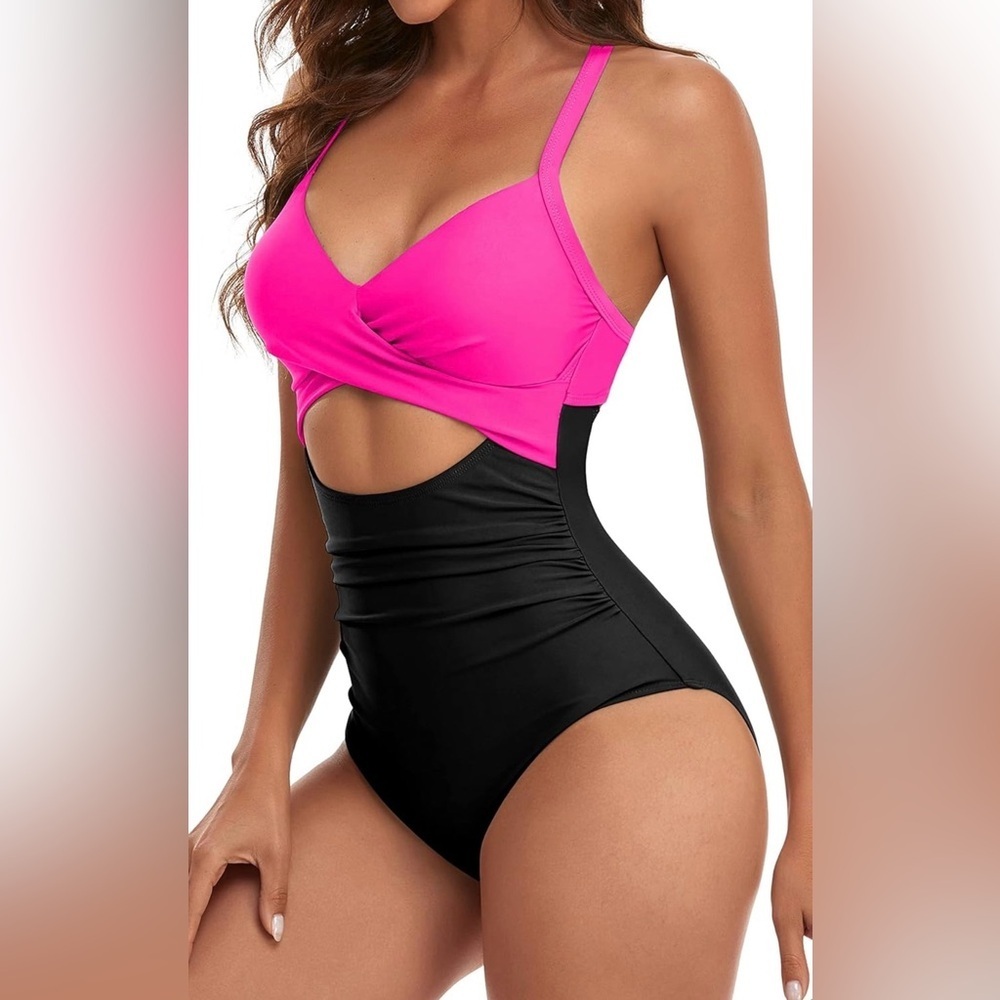 Eomenie Women's One Piece Swimsuits Tummy Control Cutout High Waisted Bathing - Picture 2 of 6